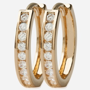 Boucles d'oreilles créole plaqué or 750 anneau oxyde zirconium - Vue principale féminine tendance