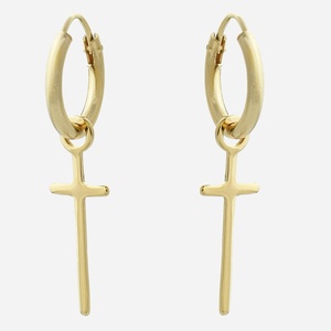 Boucles d'oreilles créole croix pendante plaqué or 3 microns spirituel moderne
