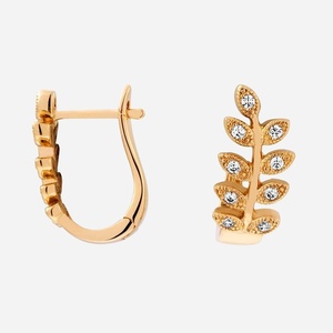 Boucles d'oreilles créole plaqué or 750 feuille laurier oxyde zirconium - Vue principale victoire gloire