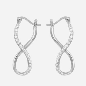 Boucles créoles infini oxyde zirconium argent 925 rhodié