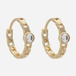 Boucles d'oreilles créole maillons chaîne oxyde zirconium plaqué or 750 design moderne scintillant