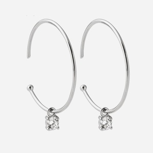 Boucles oreilles créole argent 925 zirconium pendant rhodié