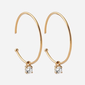 Boucles oreilles créole plaqué or 3 microns zirconium pendant