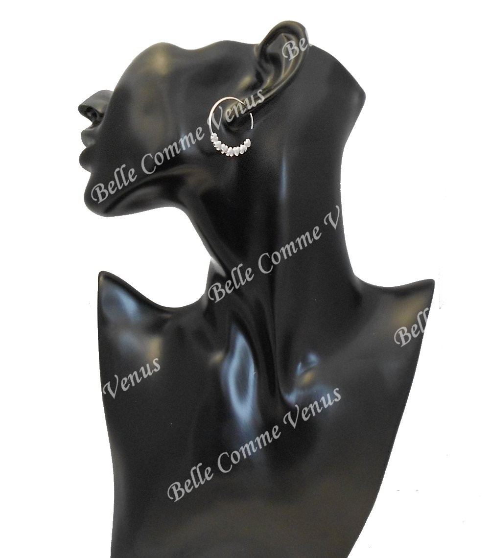 Boucles d'oreilles créole suite de coeurs Argent 925 Rhodié