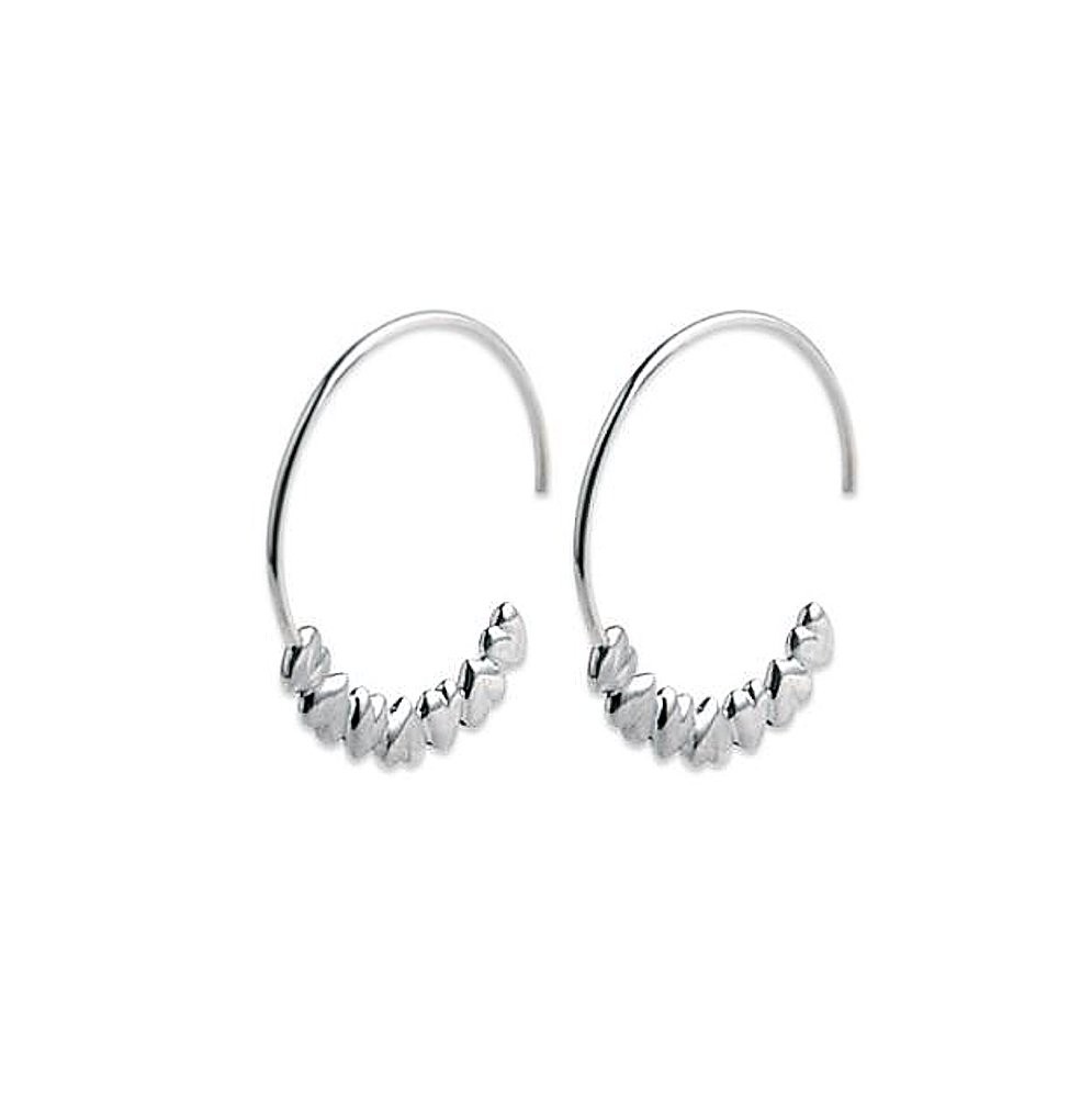 Boucles d'oreilles créole suite de coeurs Argent 925 Rhodié