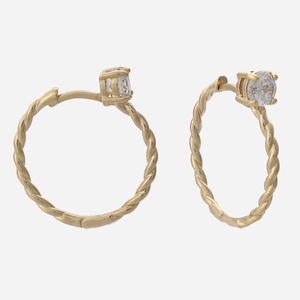 Boucles d'oreilles créole torsadée oxyde zirconium plaqué or 750 texture raffinée scintillante