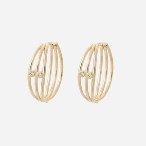 Boucles créoles 3 rangs 2 oxydes zirconium plaqué or 750 3 microns