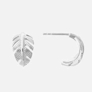 Boucles d'oreilles créoles feuille courbée argent 925 rhodié élégance naturelle organique