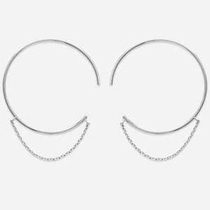 Boucles créoles ouvertes chaînettes pendantes argent 925 rhodié