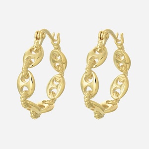 Créoles grain café plaqué or tressé