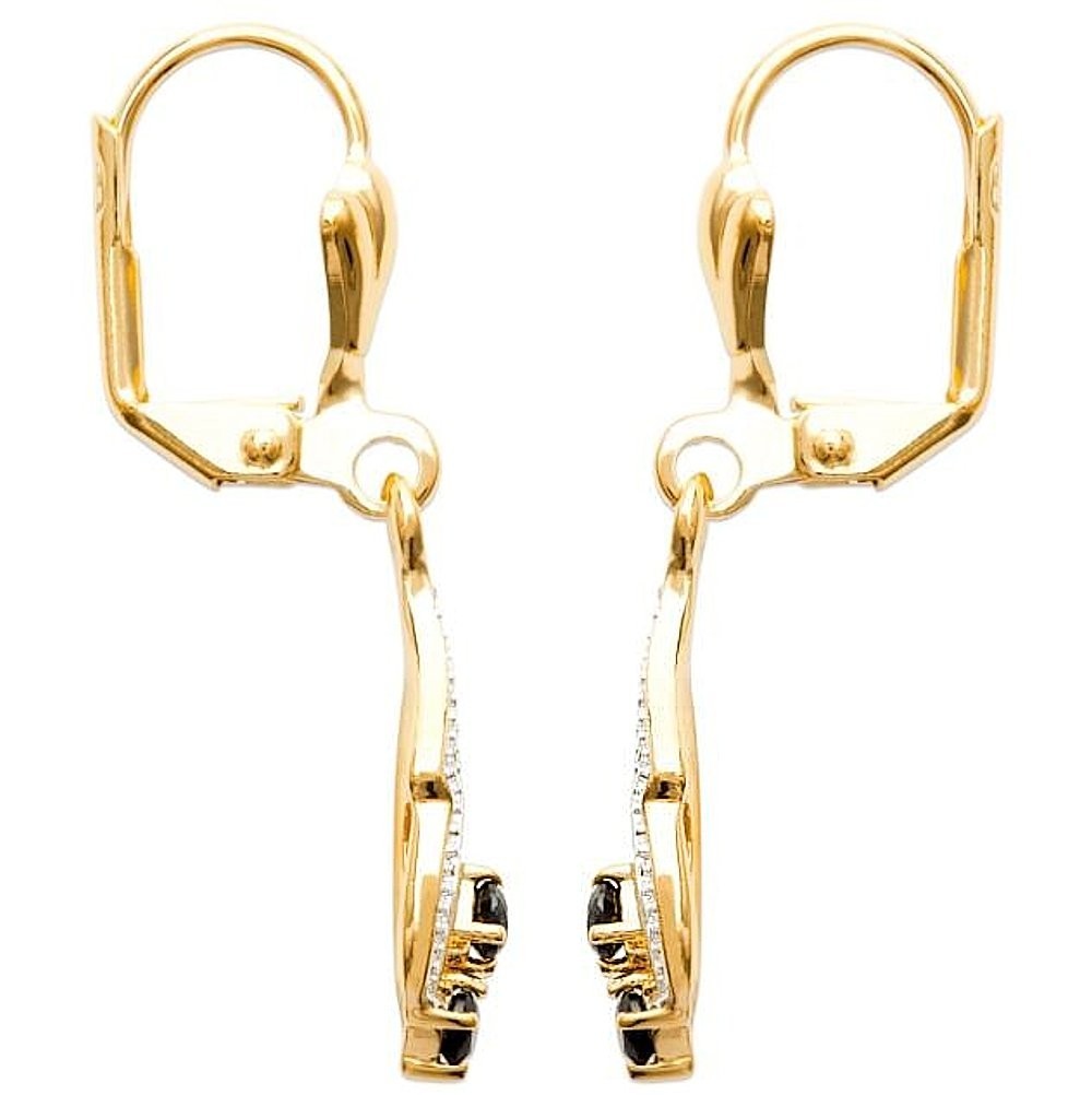 Boucles d'oreilles dormeuses saphir Plaqué OR 750 3 microns 2 tons
