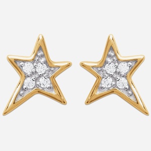 Boucles oreilles étoile enfant plaqué or 3 microns 2 tons zirconium
