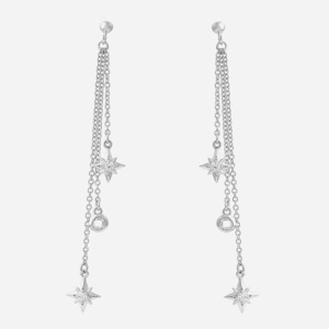 Boucles oreilles étoiles chaînettes argent zirconium