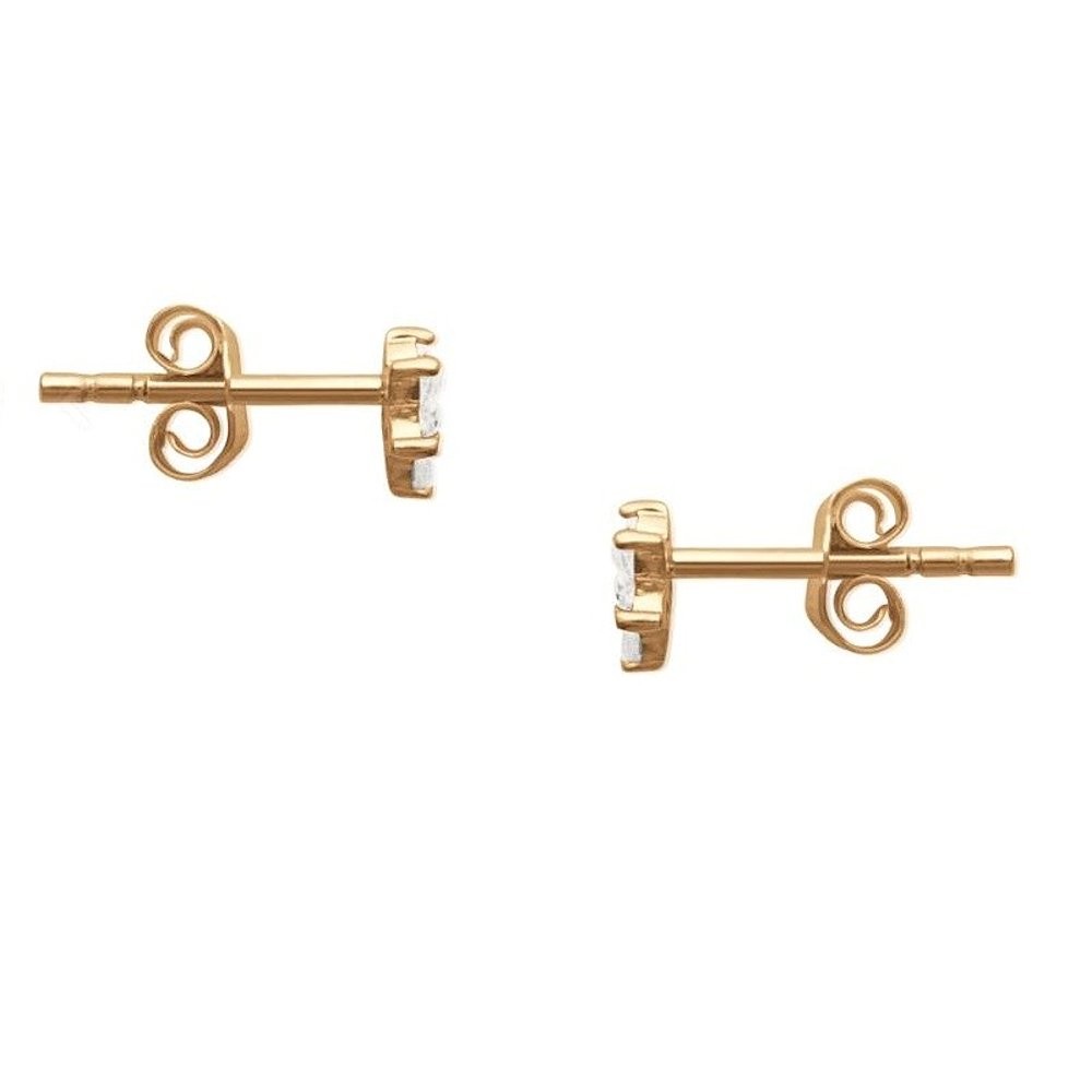 Boucles d'oreilles fleur d'oxyde de zirconium blancs et noir Plaqué OR 750 3 microns