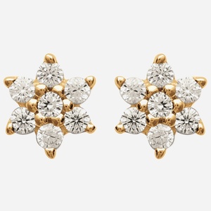 Boucles d'oreilles fleur sertie d'oxyde de zirconium enfant plaqué or 3 microns scintillantes
