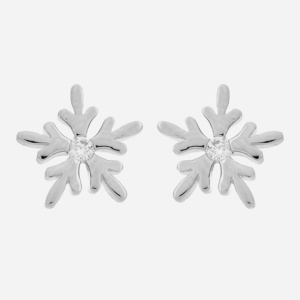 Boucles oreilles flocon neige oxyde zirconium argent 925 rhodié enfant