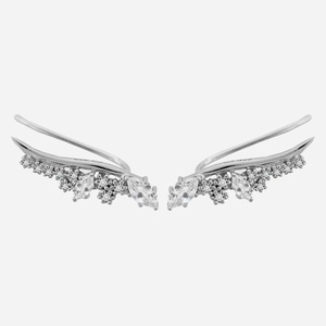 Boucles grimpantes contour lobe oxydes zirconium argent 925 rhodié