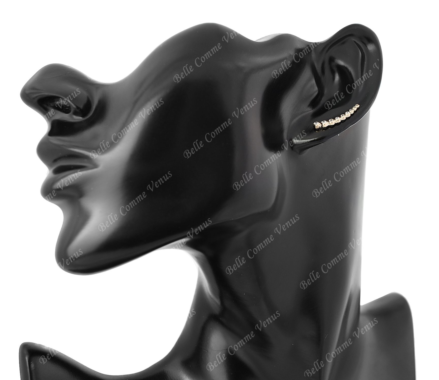 Boucles d'oreilles grimpantes contour de lobe serti d'oxyde de zirconium clos rond Plaqué OR 750 3 microns