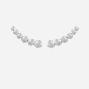 Boucles grimpantes contour lobe boules demi-sphère argent 925 rhodié