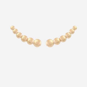 Boucles d'oreilles grimpantes contour de lobe suite de boules demi-sphère Plaqué OR 750 3 microns