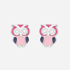 Boucles oreilles hibou argent enfant émail