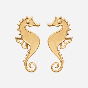 Boucles d'oreilles hippocampe plaqué or 3 microns enfant cheval mer