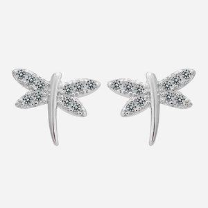 Boucles oreilles libellule argent 925 zirconium enfant rhodié