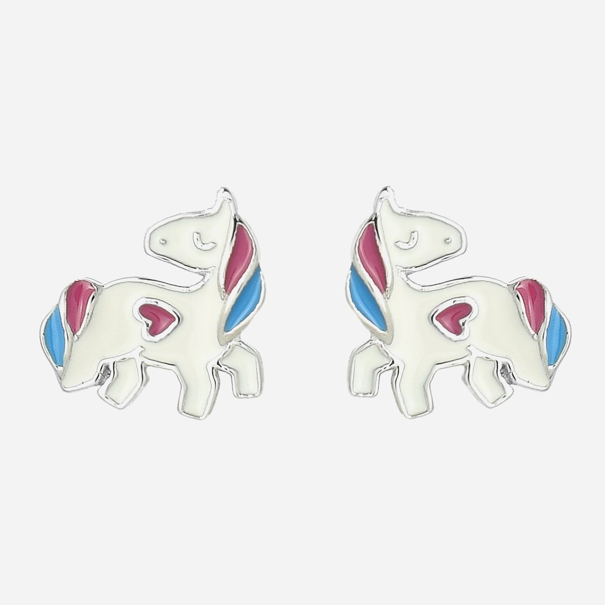 Boucles oreilles licorne argent enfant émail