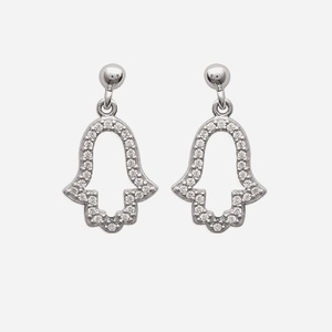 Boucles oreilles main de Fatma argent 925 zirconium rhodié