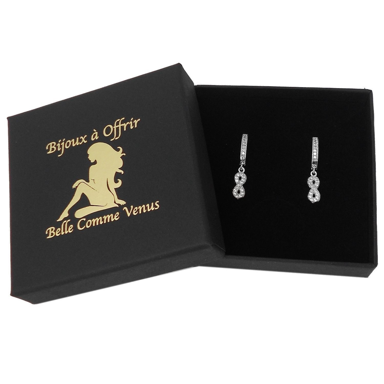 Mini créoles infini oxyde zirconium argent rhodié dans écrin