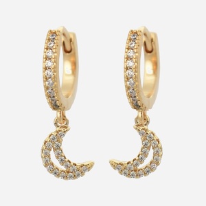 Mini créoles lune plaqué or zirconium