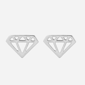 Boucles d'oreilles motif diamant forme ajourée argent 925 rhodié géométrie délicate moderne