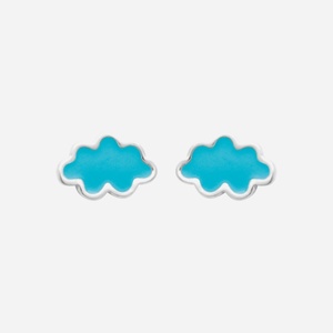 Boucles oreilles nuage enfant émail coloré bleu argent 925 rhodié douceur fantaisie