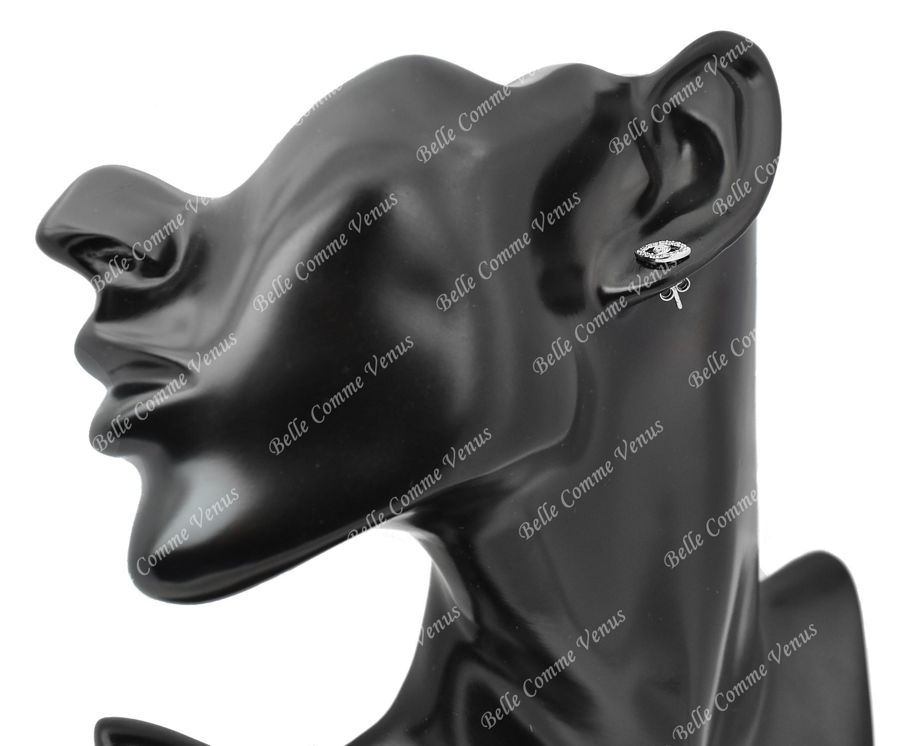 Boucles d'oreilles oeil symbole serti d'oxyde de zirconium Argent 925 Rhodié