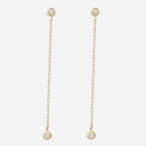 Boucles oreilles oxyde zirconium chaînette plaqué or 750 3 microns