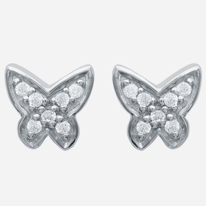 Boucles oreilles papillon argent 925 zirconium enfant rhodié