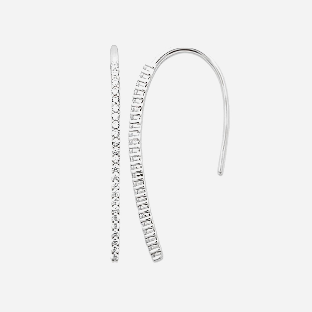 Boucles d'oreilles pendantes chute d'oxyde de zirconium argent 925 rhodié cascade