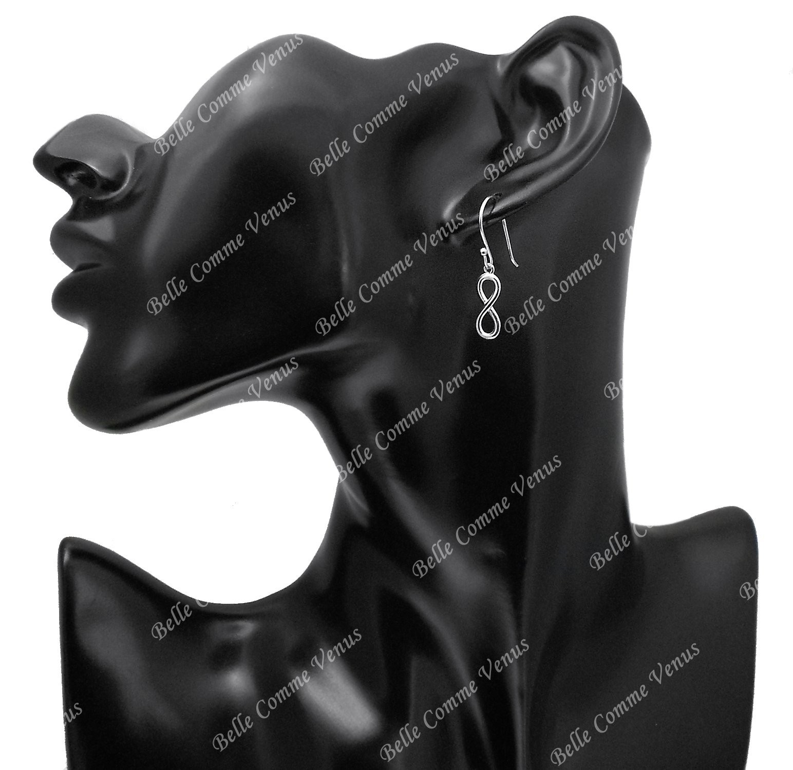 Boucles d'oreilles pendantes infini Argent 925 Rhodié