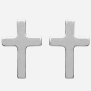 Boucles d'oreilles petite croix enfant argent 925 rhodié délicates