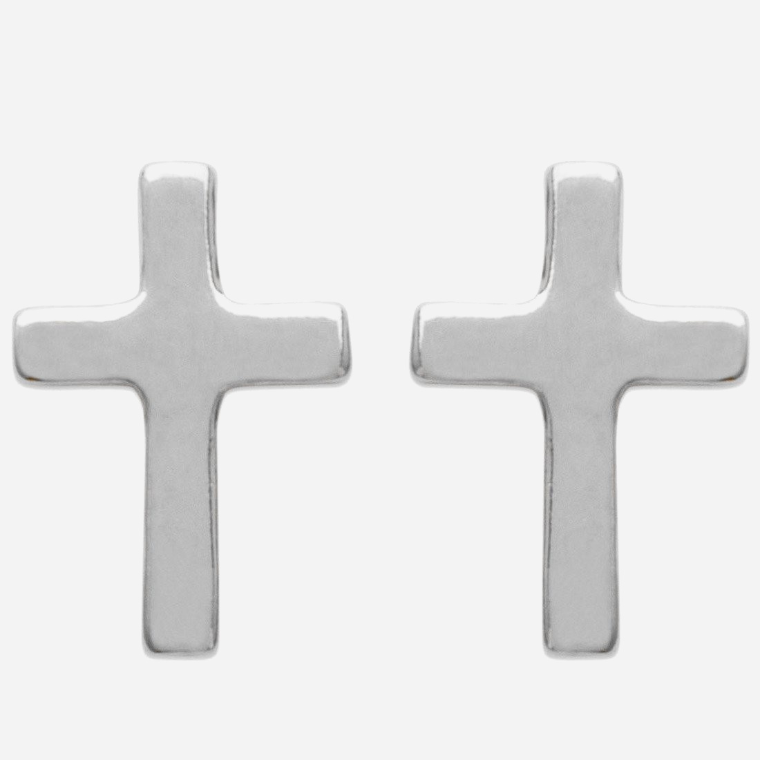 Boucles d'oreilles petite croix enfant argent 925 rhodié délicates