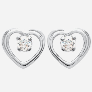 Boucles d'oreilles puce cœur oxyde zirconium argent 925 rhodié symbole amour scintillant