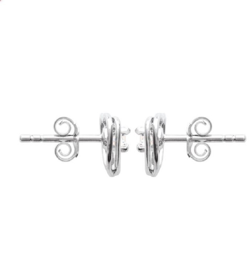 Boucles d'oreilles puce coeur oxyde de zirconium Argent 925 Rhodié