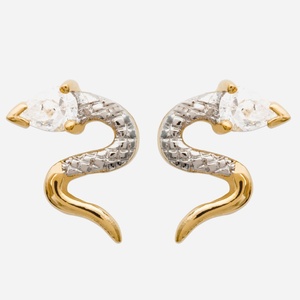Boucles oreilles serpent plaqué or 750 oxyde zirconium 2 tons - Vue principale grâce mystère