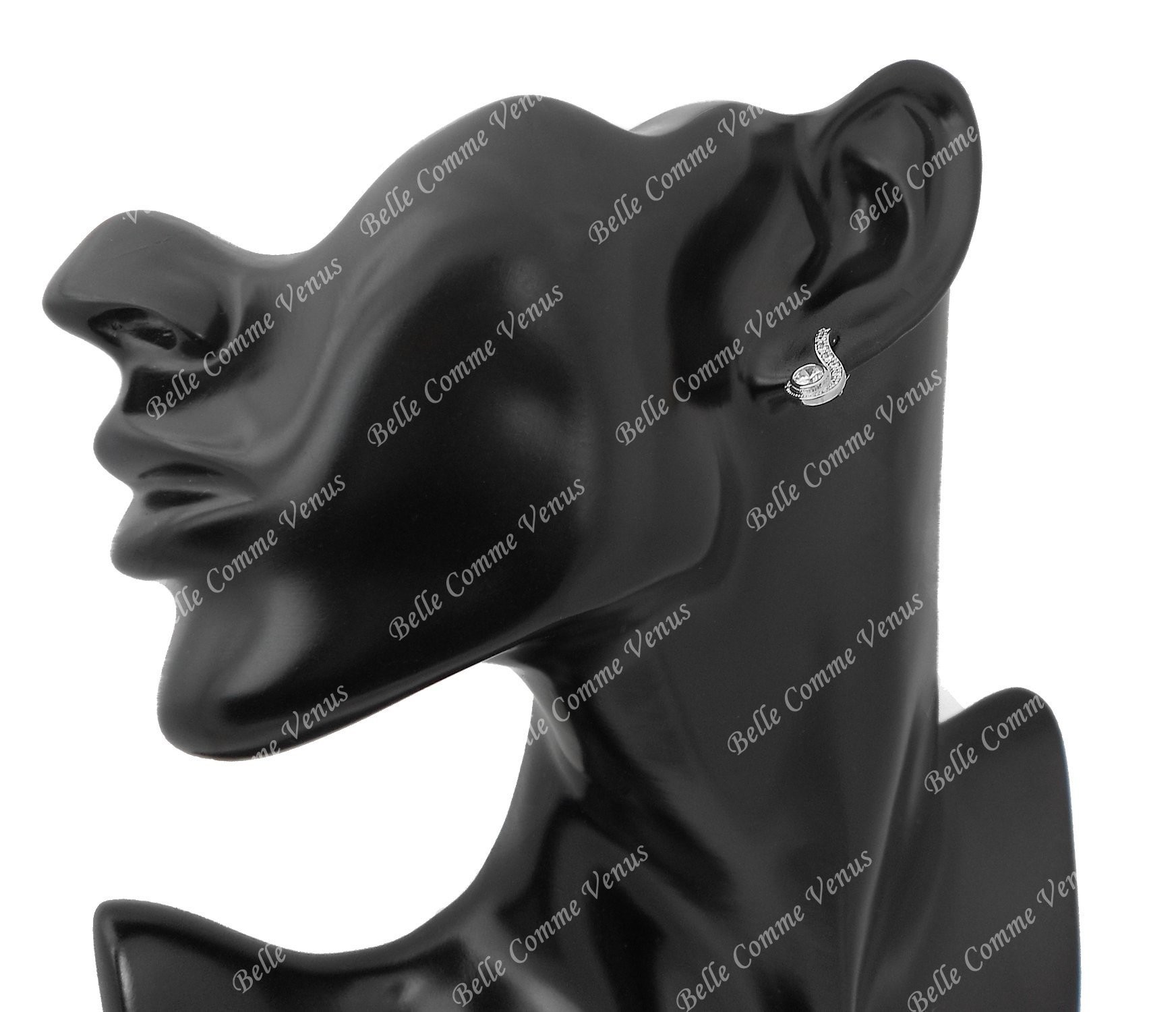 Boucles d'oreilles spirale d'oxyde de zirconium rond Argent 925 Rhodié