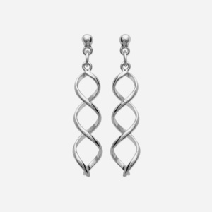 Boucles d'oreilles spirale torsadée argent 925 rhodié géométrique
