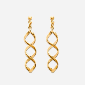 Boucles oreilles spirale torsadée plaqué or 750 design dynamique texture raffinée