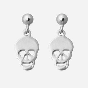 Boucles oreilles tête de mort pendante argent 925 rhodié style rock audacieux
