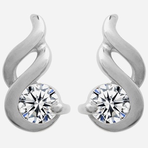 Boucles oreilles torsade argent 925 oxyde zirconium rhodié