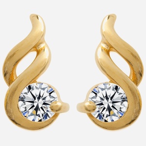 Boucles oreilles torsade plaqué or 3 microns zirconium