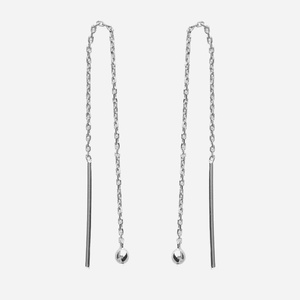 Boucles traversantes chaînes boule tombante argent 925 rhodié